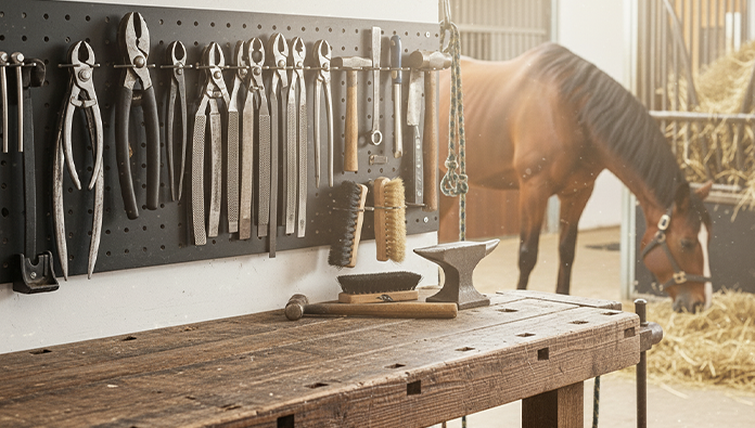 Diagram showing parts of a hoof nipper with labeled functions