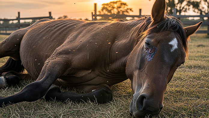 Close-up of horse hoof showing thrush symptoms with proper care tips