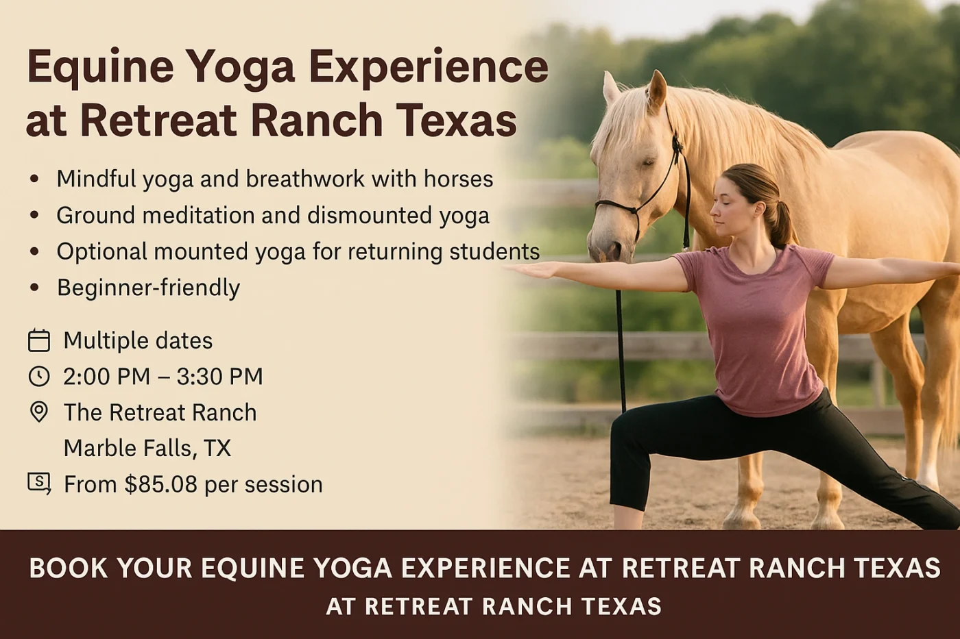 Equine Yoga Experience at Retreat Ranch Texas