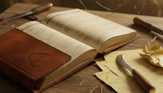 Farrier wearing a well-fitted apron while trimming a horse’s hooves