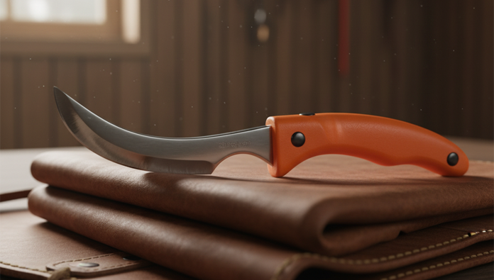 Farrier demonstrating correct way to hold a hoof knife