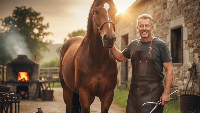 Beginner using hoof nippers to trim horse hoof safely