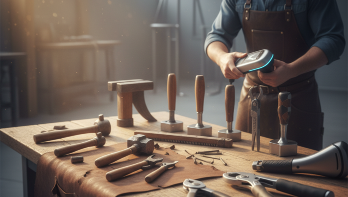 Farrier practicing trimming on dummy horse hoof with nippers