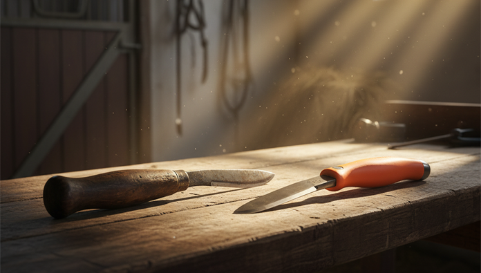 Farrier using hoof nippers incorrectly during trimming