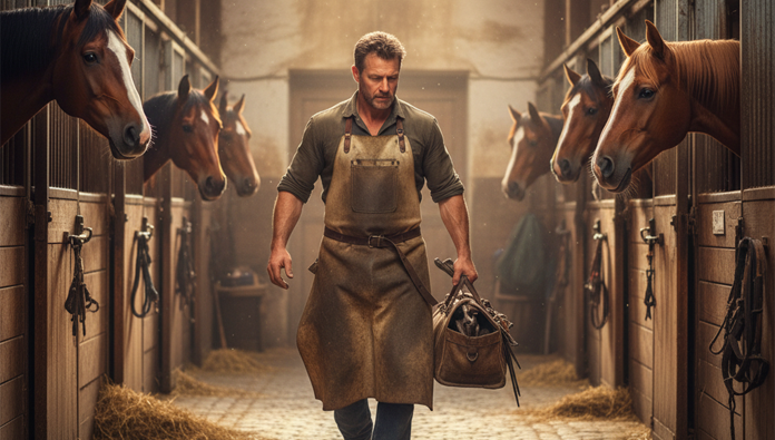 Beginner farrier using hoof nippers