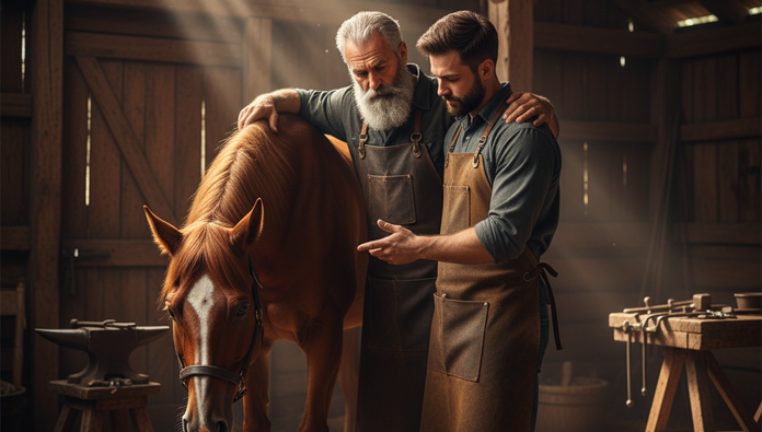 Horse walking barefoot with naturally maintained hooves