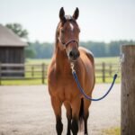 Farrier wearing a well-fitted apron with correct strap adjustment and back support