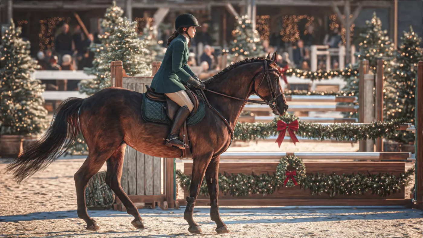 Experience the Old Salem Holiday Show in North Salem, New York—a festive USEF-recognized horse show featuring hunter, jumper, and equitation classes in a warm holiday atmosphere.