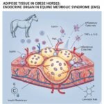 Diagram showing adipose tissue acting as an endocrine organ in obese horses