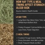 Horse eating hay from a slow feeder net in a stable