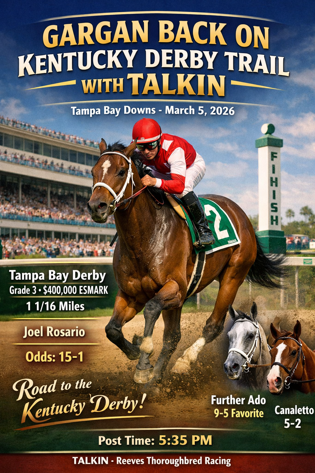 Talkin horse training for the Tampa Bay Derby as part of the Kentucky Derby prep races