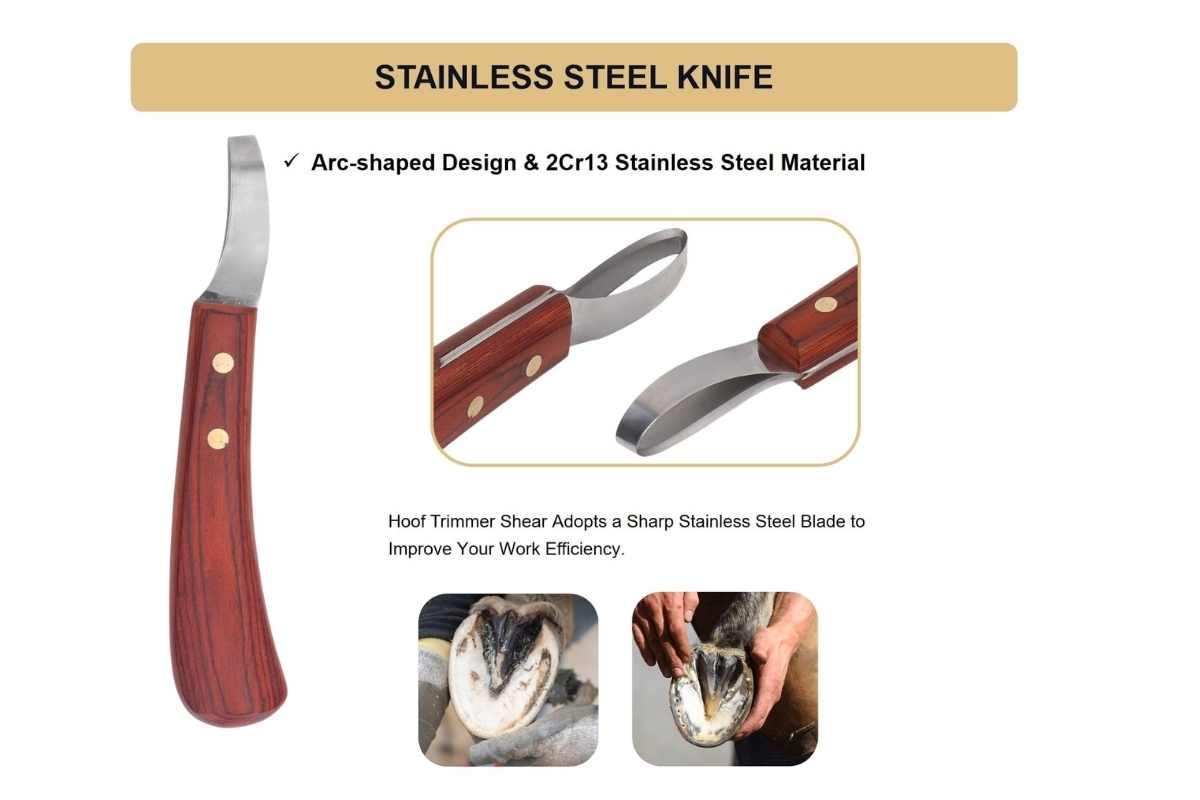Farrier reading hoof knife reviews online and checking fake ratings