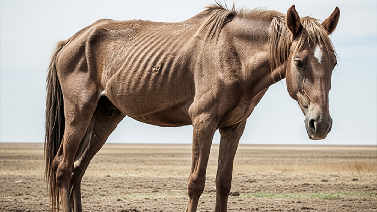 Horse with navicular syndrome being examined and shod for corrective hoof care