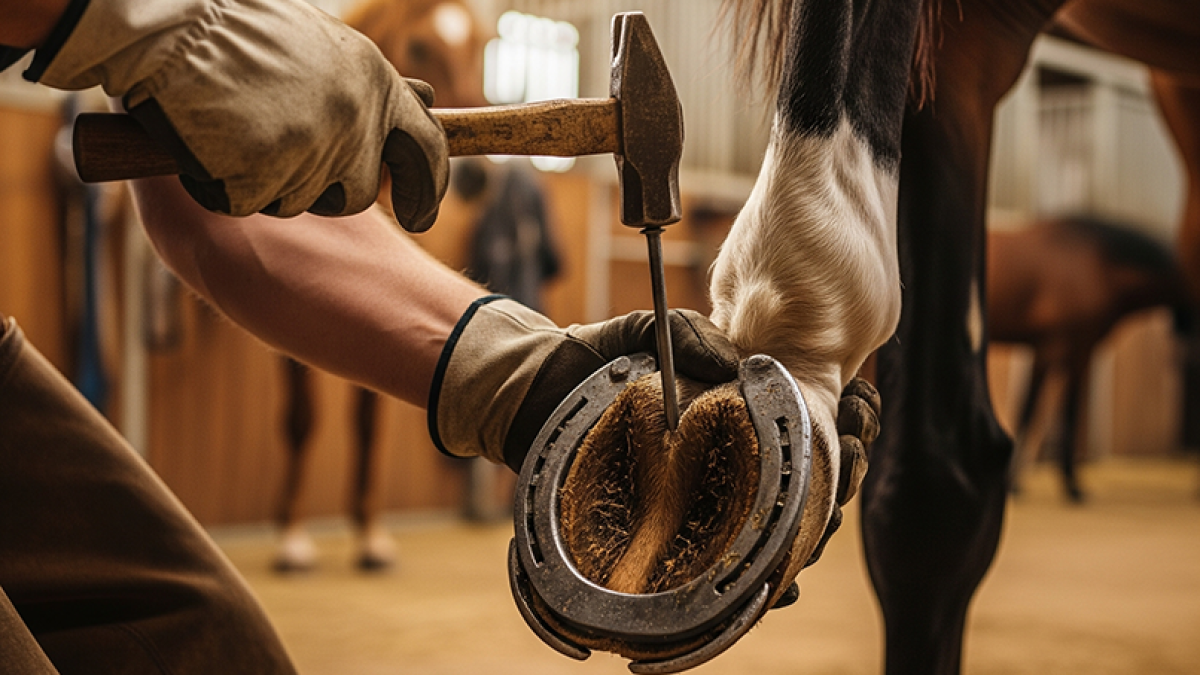 Eco-friendly sustainable saddle pad on a horse during training