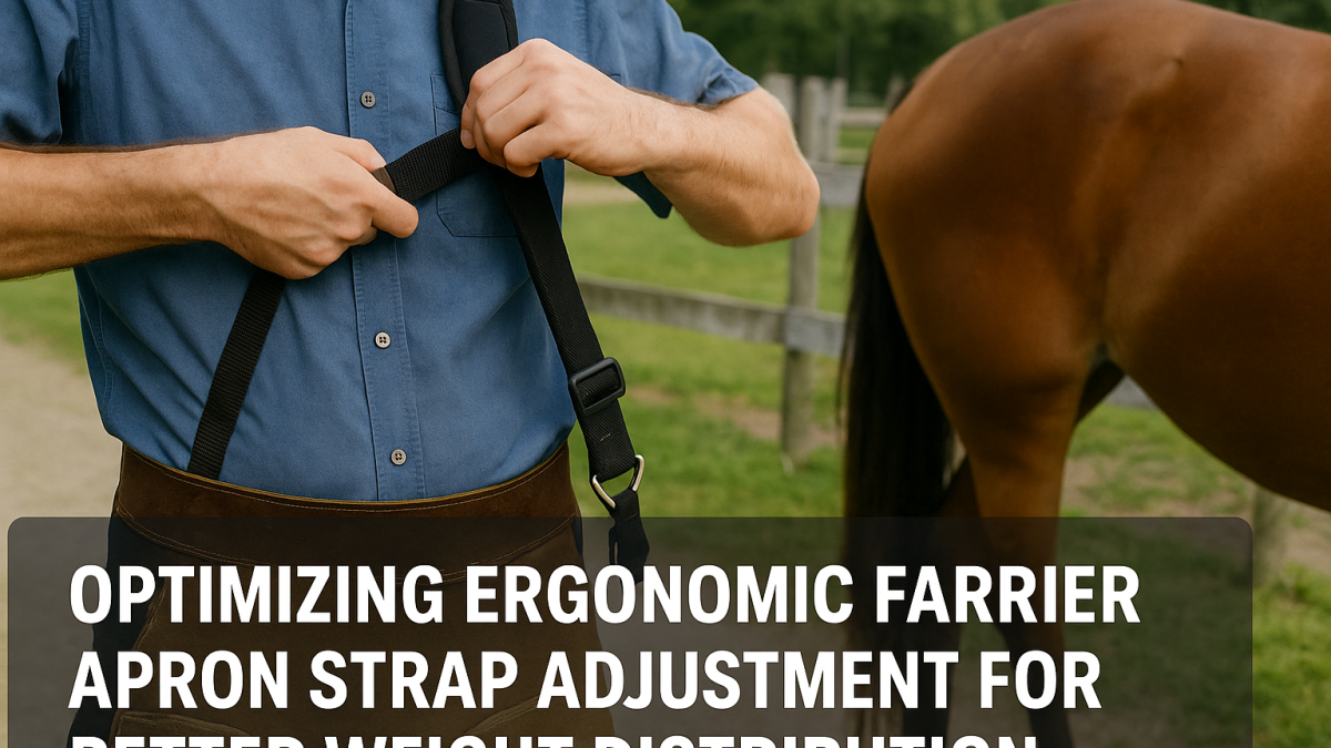 Farrier adjusting ergonomic apron straps for balanced weight distribution