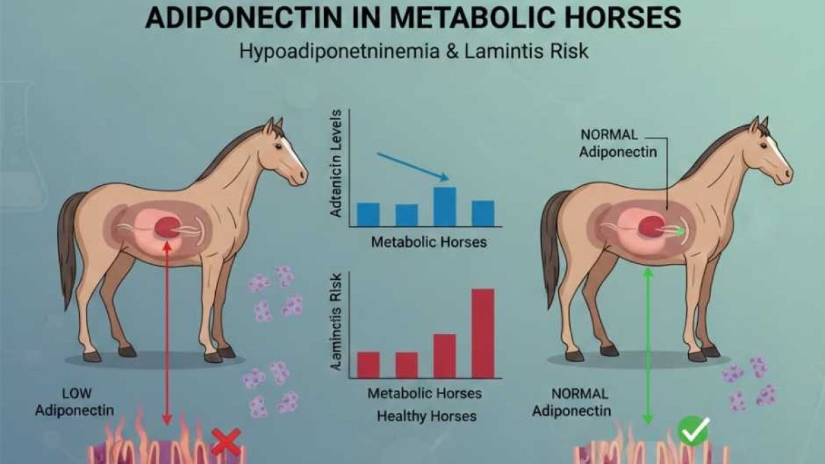 Diagram showing adiponectin levels and laminitis risk in metabolic horses