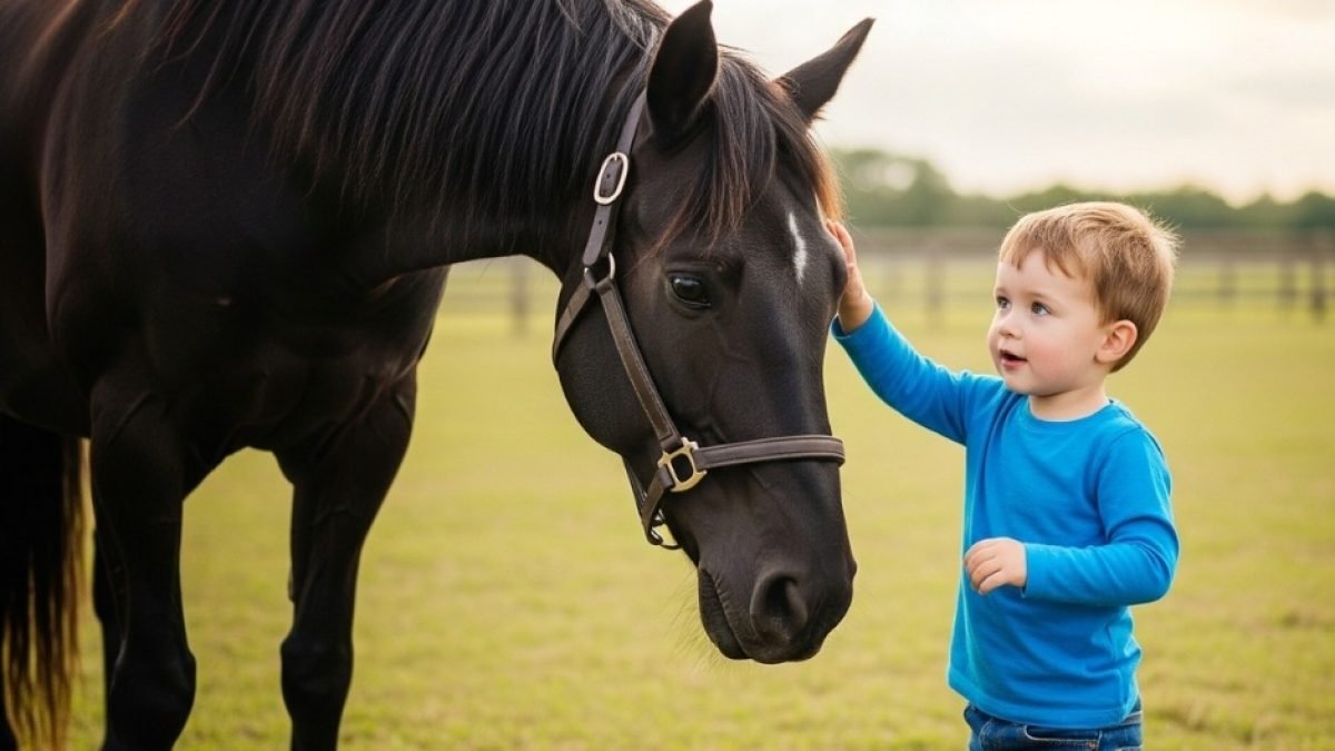 Locally sourced hay bales and feed used for sustainable horse feeding